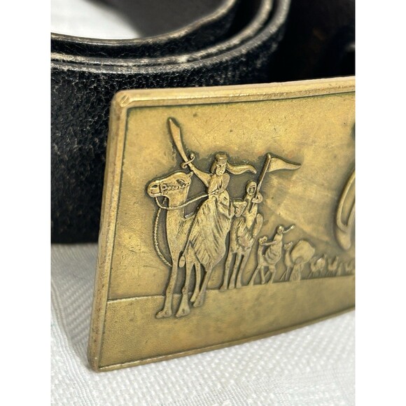 1979 Vtg. Harry Klitzner Masonic Masons Brass Shriners Belt Buckle 38 LEATHER - Picture 2 of 16